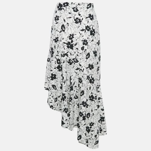 Polo Ralph Lauren White Floral Print Linen Ruffled Asymmetric Skirt L - Polo Ralph Lauren - Modalova