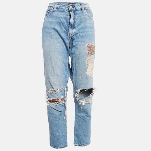 Polo Ralph Lauren Blue Patchwork Denim Boyfriend Jeans L Waist 36" - Polo Ralph Lauren - Modalova