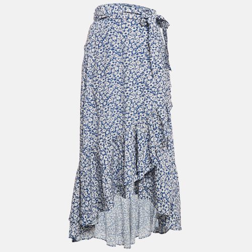 Polo Ralph Lauren Blue Floral Print Viscose Ruffled Midi Wrap Skirt M - Polo Ralph Lauren - Modalova