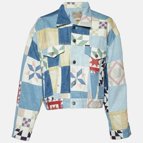 Polo Ralph Lauren Blue Patchwork Denim Trucker Jacket M - Polo Ralph Lauren - Modalova