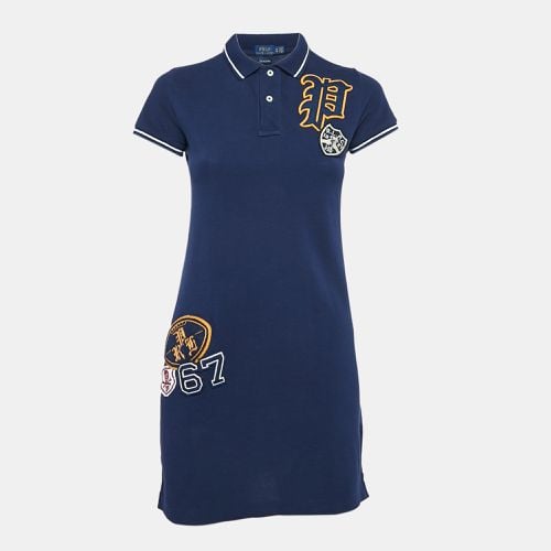 Polo Ralph Lauren Navy Blue Cotton Pique Applique Detail T-Shirt Dress XS - Polo Ralph Lauren - Modalova