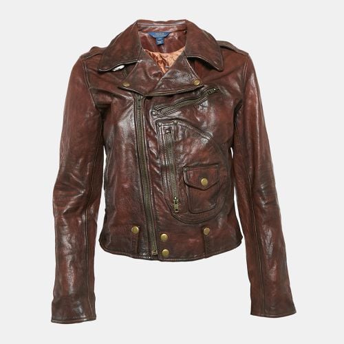 Polo Ralph Lauren Brown Leather Zip-Up Jacket L - Polo Ralph Lauren - Modalova