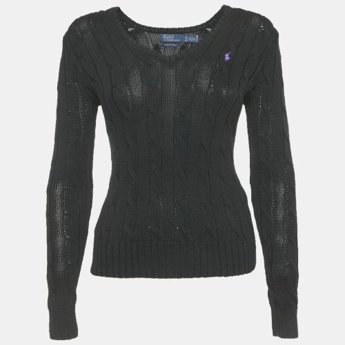 Polo Ralph Lauren Black Cable Knit V-Neck Sweater XS - Polo Ralph Lauren - Modalova