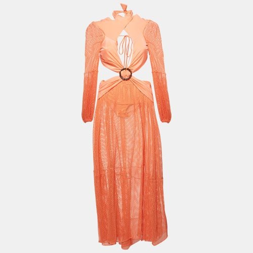 Patbo Coral Pink Mesh and Jersey Cut-Out Sheer Beach Dress L - PATBO - Modalova