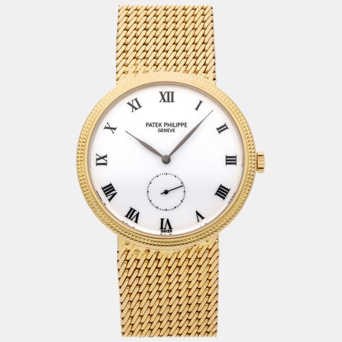 Patek Philippe White 18k Yellow Gold Calatrava Manual Winding Women's Wristwatch 33 mm - Patek Philippe - Modalova