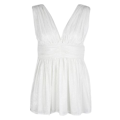 Paul and Joe White Sequin Embellished Ruched Sleeveless Top S - Paul and Joe - Modalova