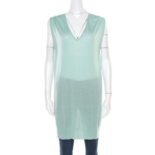 Paul and Joe Mint Green Cashmere and Silk Knit V-Neck Sleeveless Tunic M - Paul and Joe - Modalova