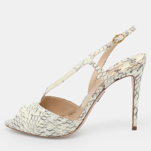 Size 37.5 /Grey Python Leather Slingback Sandals - Paul Andrew - Modalova