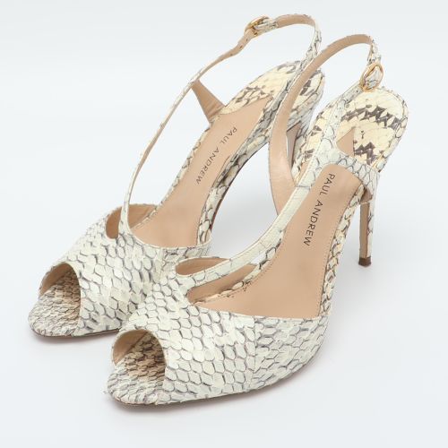 Size 37.5 /Grey Python Leather Slingback Sandals - Paul Andrew - Modalova