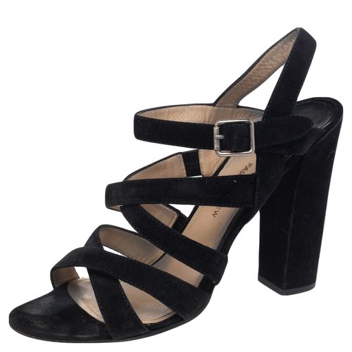 Paul Andrew Black Suede Ankle Strap Block Heel Sandals Size 41 - Paul Andrew - Modalova