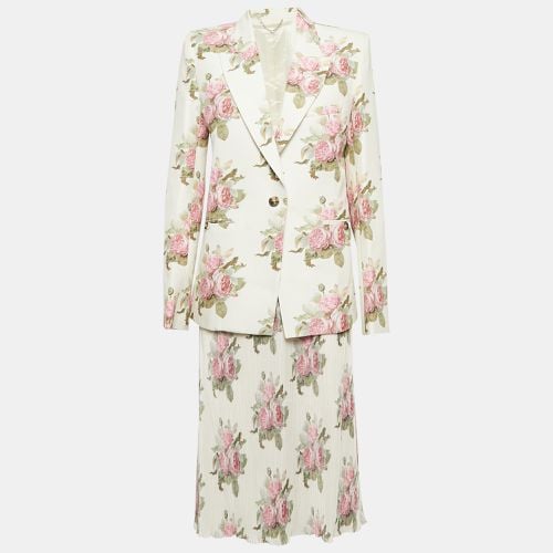 Paco Rabanne Cream Rose Print Cotton and Plisse Skirt Suit M/L - Paco Rabanne - Modalova