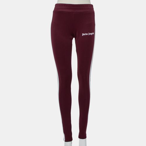 Palm Angels Burgundy Logo Printed Jersey Side Strip Detail Track Leggings L - Palm Angels - Modalova