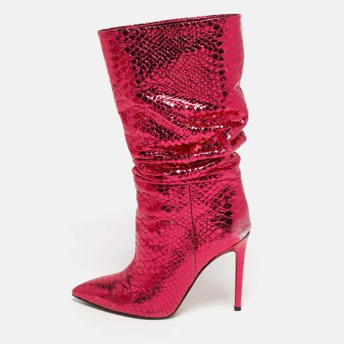 Size 38 Python Embossed Leather Mid Calf Boots - Paris Texas - Modalova