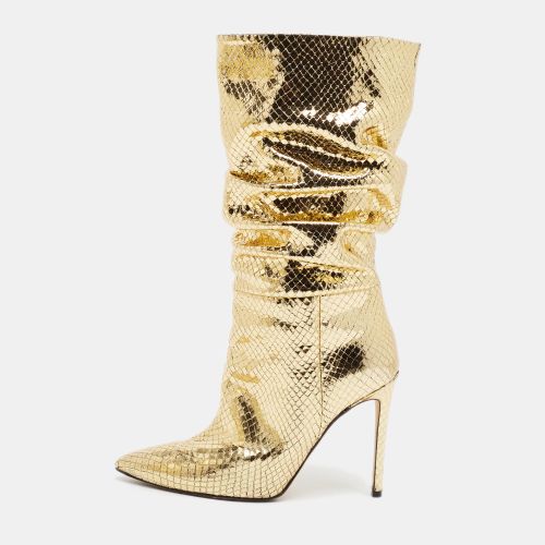 Size 39 Python Embossed Leather Mid Calf Boots - Paris Texas - Modalova
