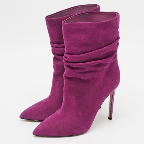 Size 38 Suede and Python Embossed Leather Mid Calf Boots - Paris Texas - Modalova