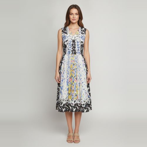 Multicolour Printed Texture Silk Blend Flared Midi Dress S - Peter Pilotto - Modalova