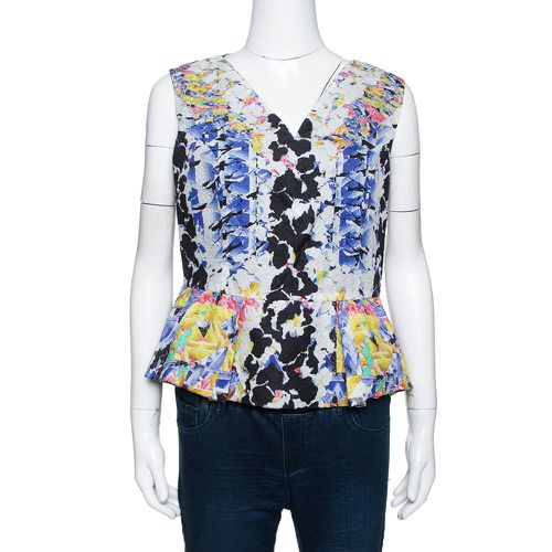 Peter Pilotto Multicolor Printed Silk Jacquard Peplum Detail Sleeveless Top M - Peter Pilotto - Modalova