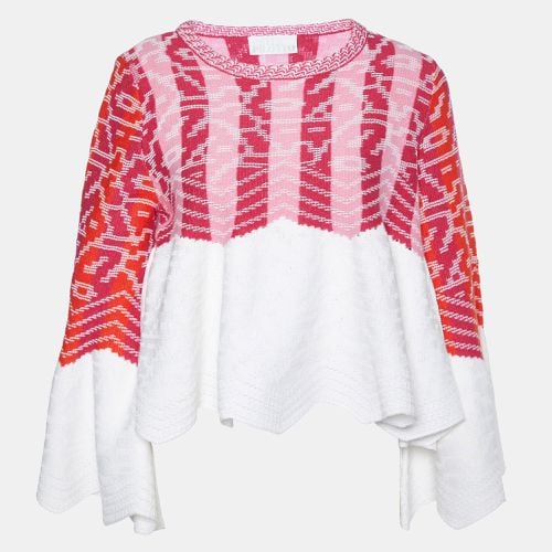 Peter Pilotto Pink/White Cotton & Wool Knit Peplum Sweater S - Peter Pilotto - Modalova