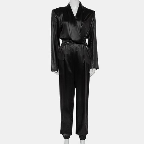 Philosophy Di Lorenzo Serafini Black Sateen V-Neck Buttoned Jumpsuit M - Philosophy - Modalova