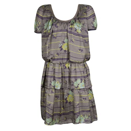 Philosophy di Alberta Ferretti Grey Floral Printed Silk Tiered Dress S - Philosophy di Alberta Ferretti - Modalova