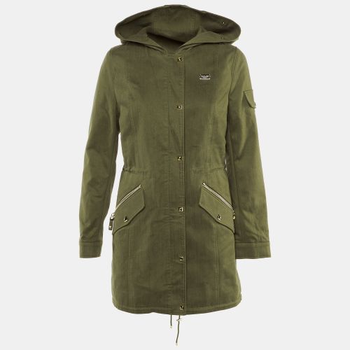 Philipp Plein Khaki Green Cotton & Fur Hooded Double Layer Jacket S - Philipp Plein - Modalova