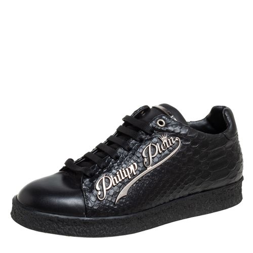 Philipp Plein Black Python Embossed Leather Low Top Sneakers Size 39 - Philipp Plein - Modalova