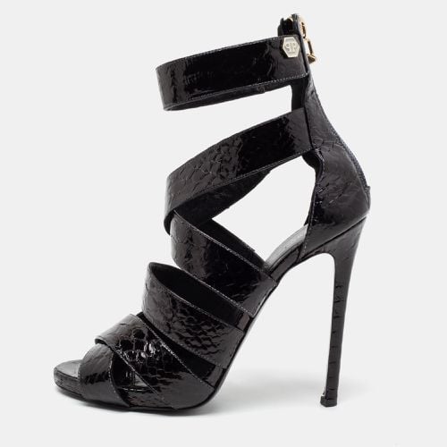 Python Embossed Leather Strappy Sandals Size 38 - Philipp Plein - Modalova