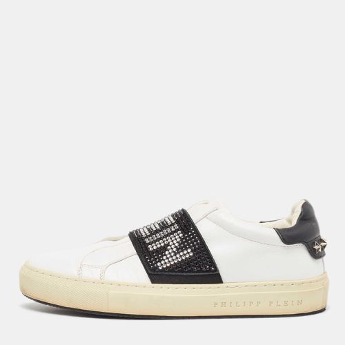 Philipp Plein White/Black Leather Crystal Embellished Sneakers Size 35 - Philipp Plein - Modalova