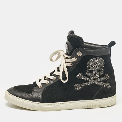 Philipp Plein Black Leather Suede Skull High Top Sneakers Size 40 - Philipp Plein - Modalova