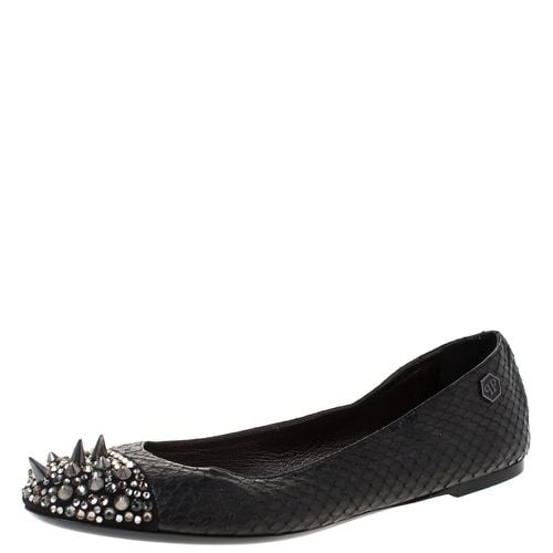 Philipp Plein Black Python Spike Ballet Flats Size 38.5 - Philipp Plein - Modalova