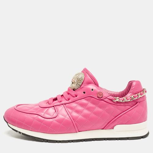 Philipp Plein Pink Leather Skull Lace Up Trainers Sneakers Size 39 - Philipp Plein - Modalova