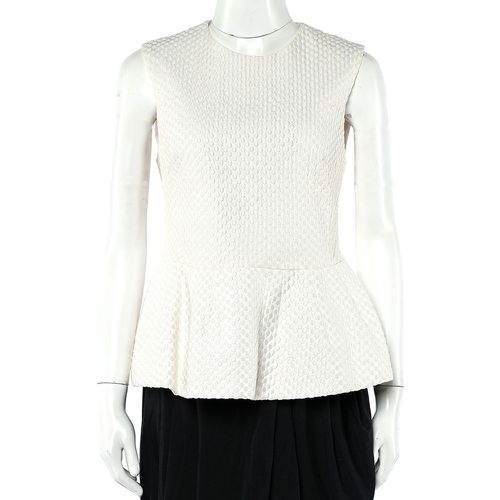 Pierre Balmain Cream Embroidered Cotton Peplum Top M - Pierre Balmain - Modalova