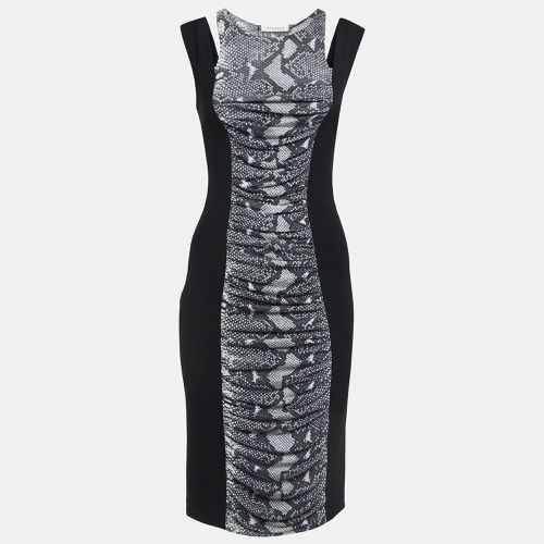 Pierre Balmain Black Snake Print Jersey Gathered Panel Midi Dress S - Pierre Balmain - Modalova