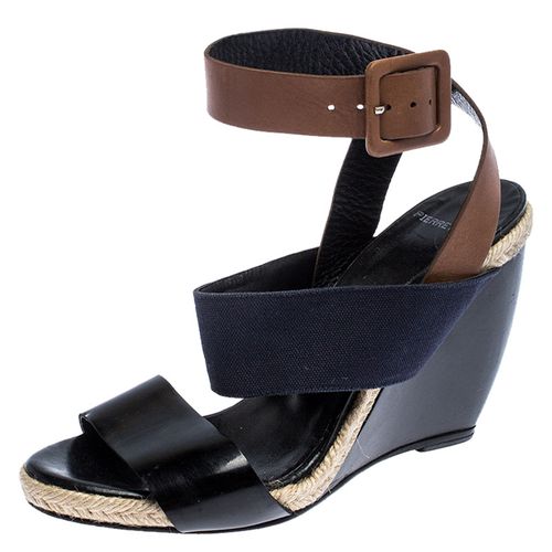 Pierre Hardy Tri Color Leather and Canvas Ankle Strap Wedge Sandals Size 39 - PIERRE HARDY - Modalova