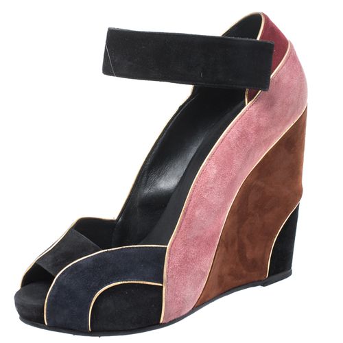 Pierre Hardy Multicolor Suede Ankle Strap Wedge Peep Toe Sandals Size 40 - PIERRE HARDY - Modalova