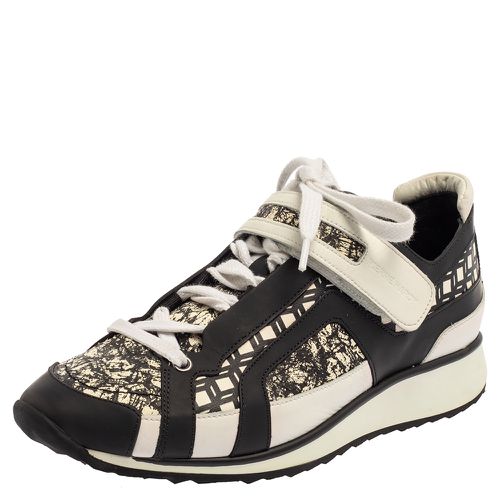 Pierre Hardy Monochrome Leather And Printed Python Low Top Sneakers Size 39 - PIERRE HARDY - Modalova