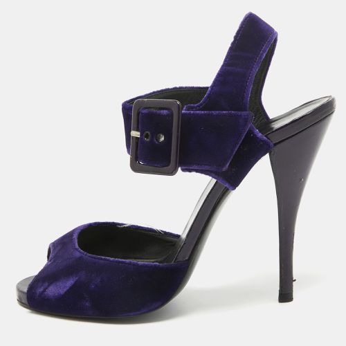 Pierre Hardy Blue Velvet Ankle Strap Sandals Size 38.5 - PIERRE HARDY - Modalova