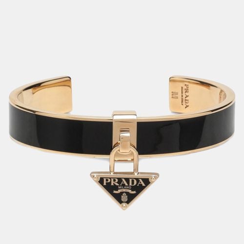 Prada Black Enameled Metal Logo Bracelet - Prada - Modalova