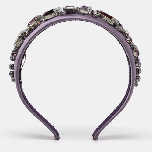 Satin Crystal Embellished Headband - Prada - Modalova