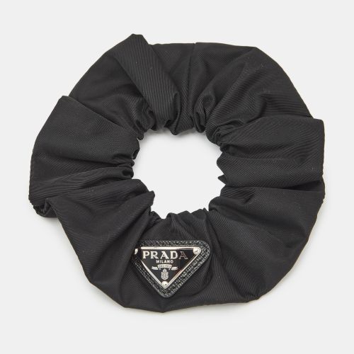 Prada Black Nylon Logo Plaque Hair Scrunchie - Prada - Modalova