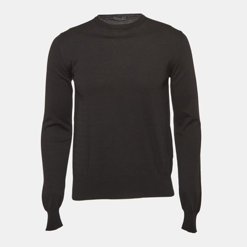 Prada Black Cotton Rib Knit Crew Neck Sweater M - Prada - Modalova