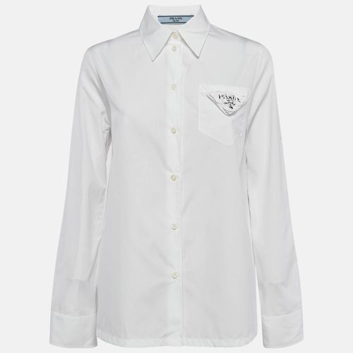 Prada White Poplin Logo Applique Detail Shirt M - Prada - Modalova