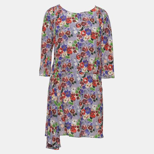 Prada Purple Printed Silk Pleated Mini Dress L (IT 44) - Prada - Modalova