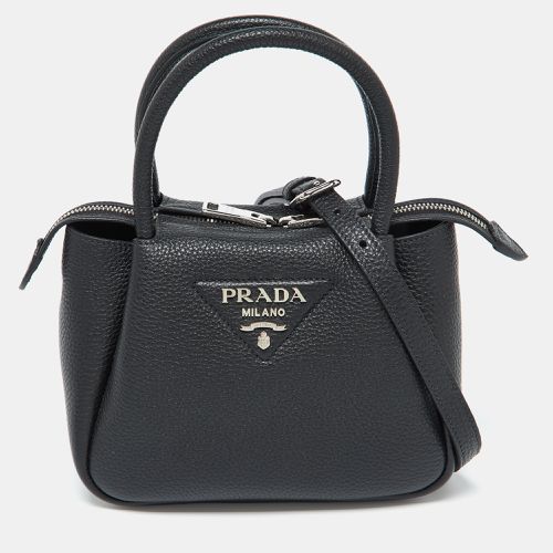 Prada Black Vitello Daino Soft Leather Mini Top Zip Bag - Prada - Modalova