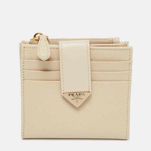 Prada Beige Saffiano Leather Compact Wallet - Prada - Modalova