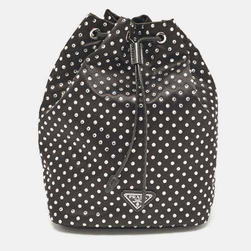 Prada Black Nylon Crystals Embellished Drawstring Pouch - Prada - Modalova