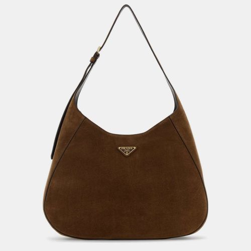 Prada Brown Suede Large Hobo Bag - Prada - Modalova