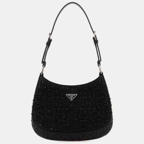 Prada Black Satin Cleo with Crystals Shoulder Bag - Prada - Modalova