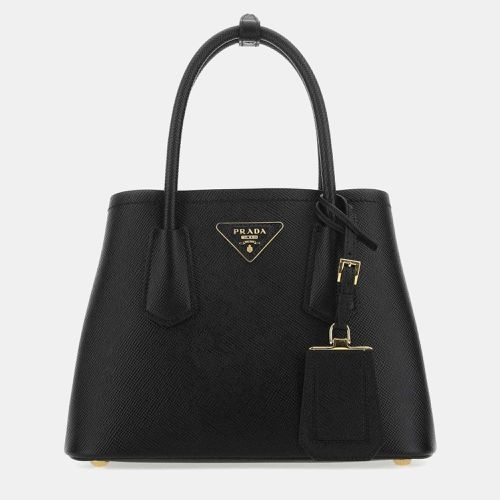 Prada Black Leather Logo Detailed Top Handle Tote Bag - Prada - Modalova