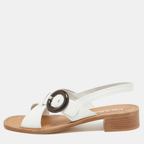 Prada White Patent Leather Slingback Sandals 41 - Prada - Modalova